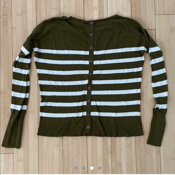 LOFT by Ann Taylor striped olive sweater (size XS) - Picture 4 of 4